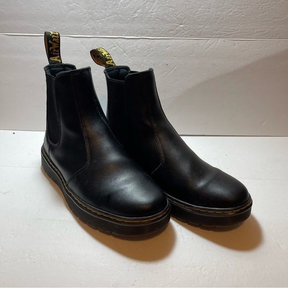 Dr. Martens Woman 2976 Smooth Leather Black Chunky Boots Size 9 - Picture 9 of 13